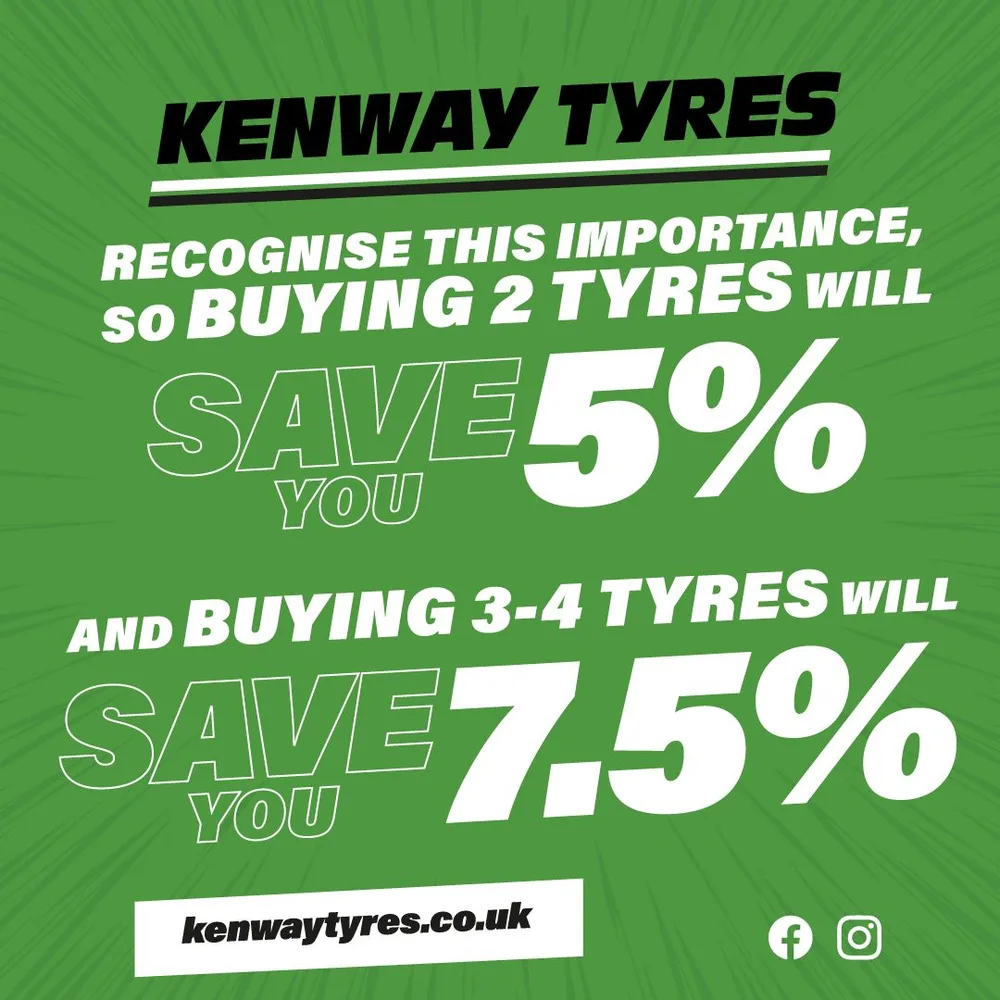 5% off 2 tyres, 7.5% off 4